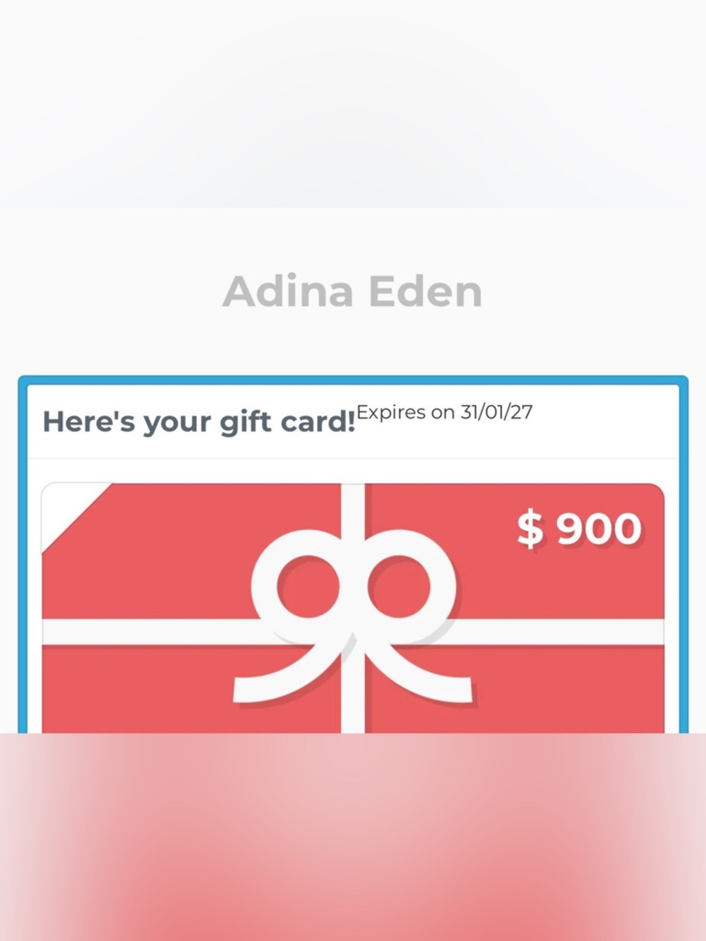 Adina Eden $900 Gift Card - Great Deal